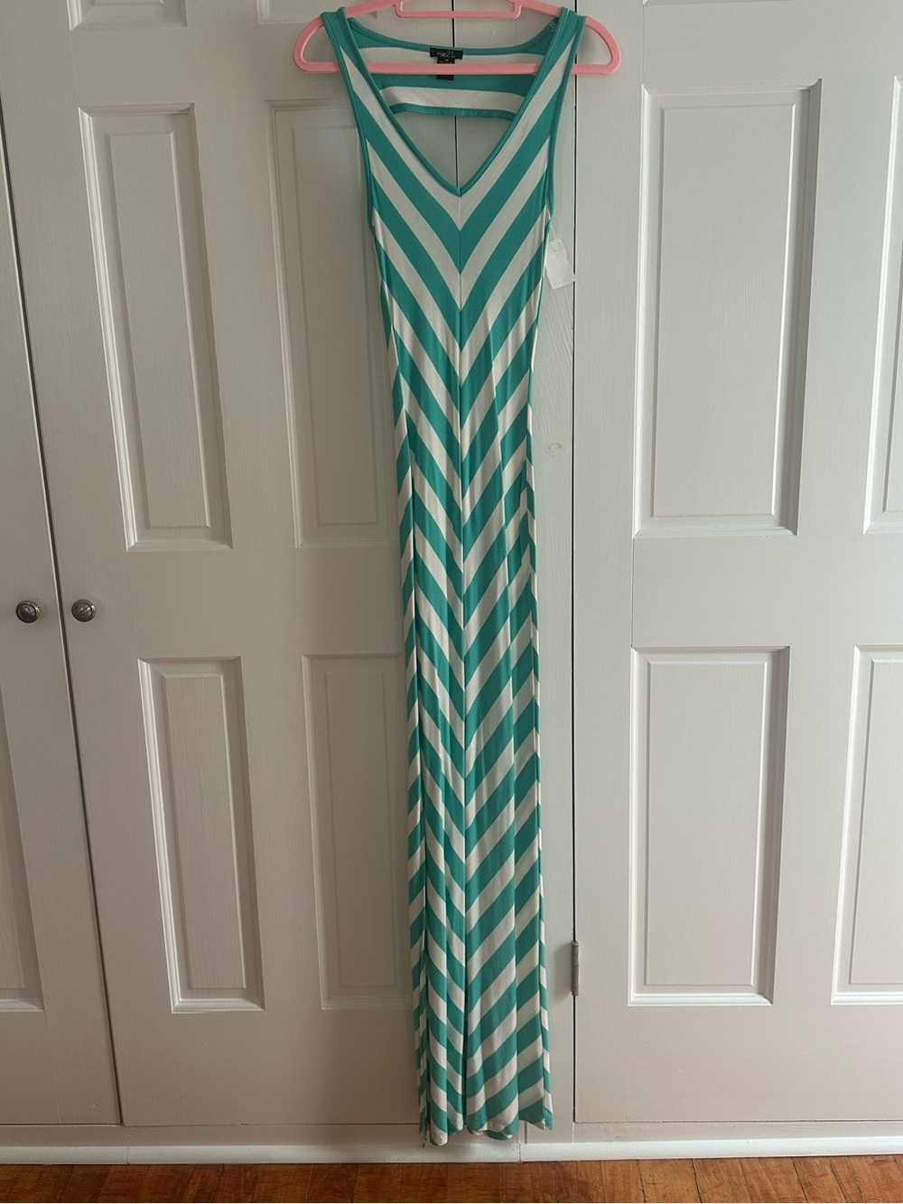 Rue21 Striped Scoop Neck dress  in Aqua, Coral, and White